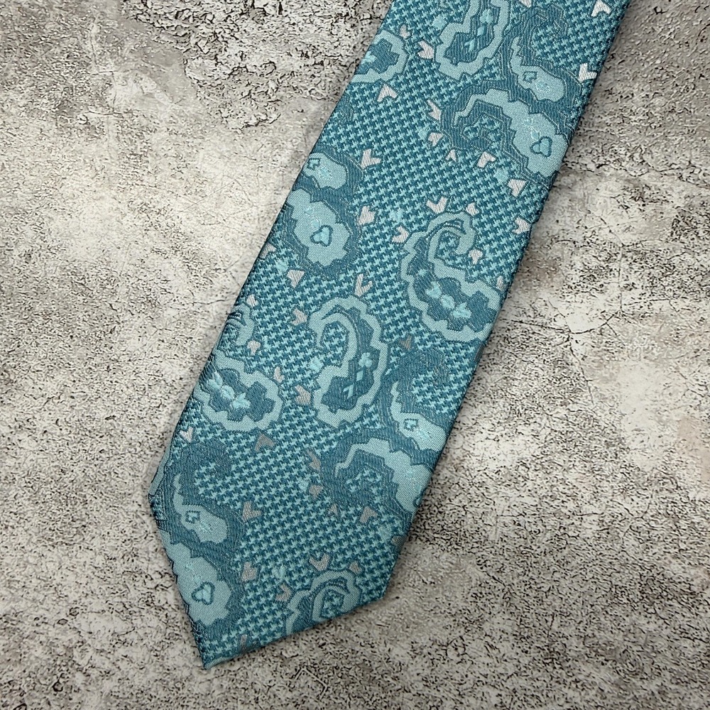 Imani Uomo Microfiber Tie Mens One Size Aqua Paisley Made In China Necktie